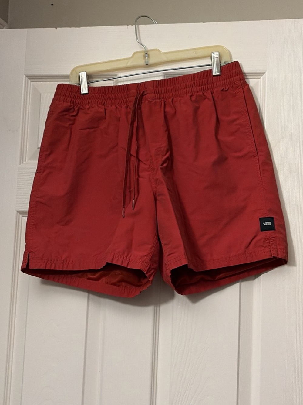 Vans Men's Red Swim Trunks with Drawstring Waist